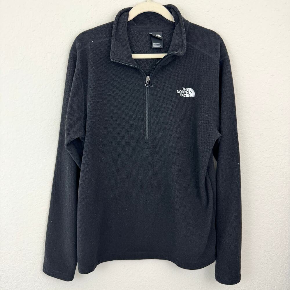 The North Face Mens Quarter Zip Fleece Jacket Size L Fall Outdoor Active Black